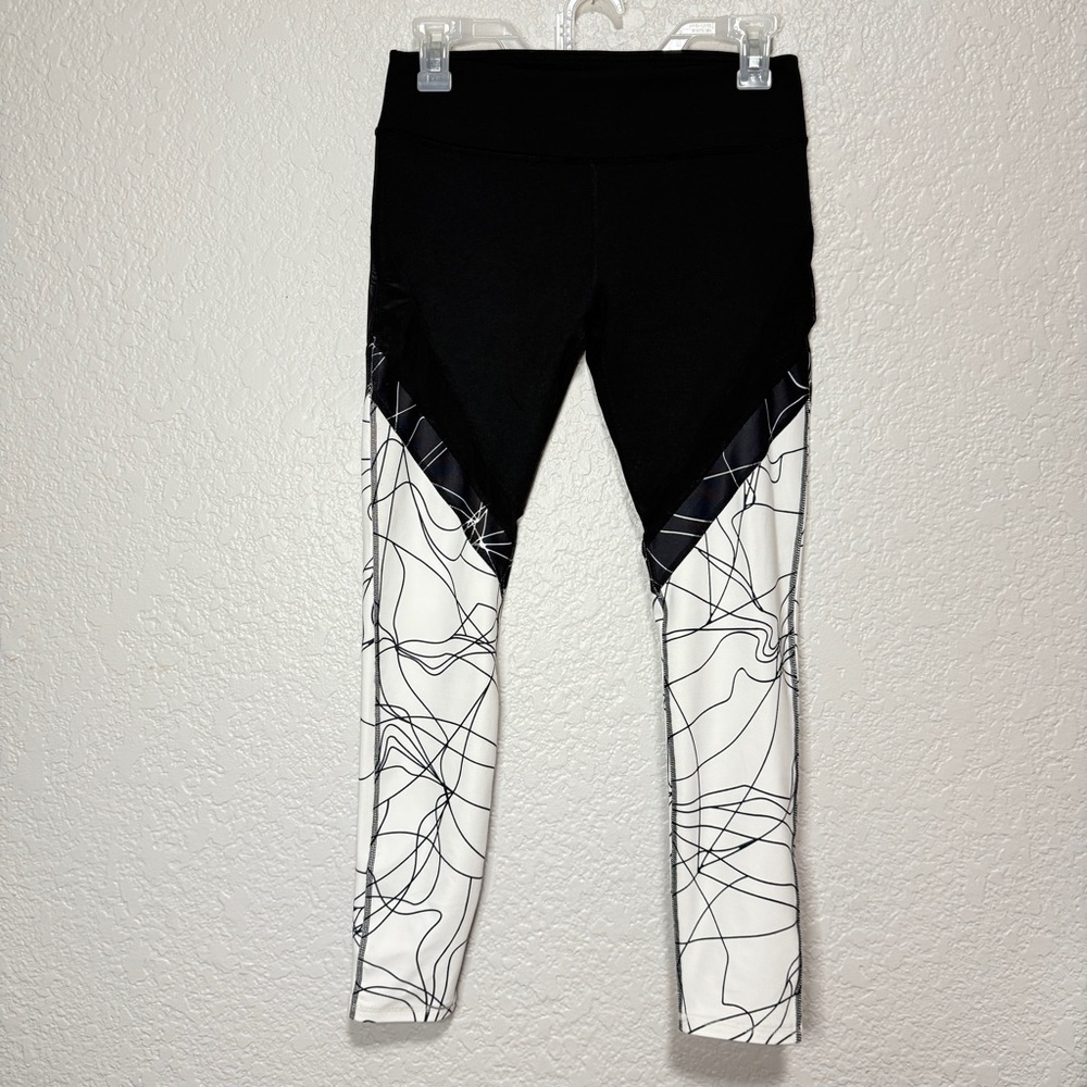 Fabletics Womens Salar Mesh Power Hold Legging Confetti Black White Gym Sz Small